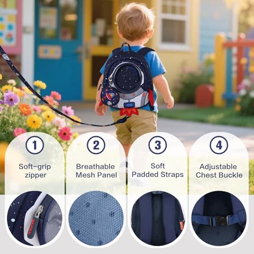 yisibo Toddler Backpack for Boys& Girls - Toddler Leash Included- Secure and Stylish for Active Toddlers- Perfect for Little Explorers - Preschool Travel School (1-3 Years)4