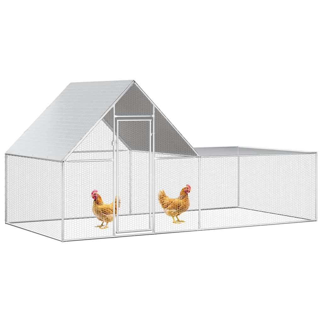 Hühnerstall 4x2x2 m aus verzinktem Stahl mit Drahtgitter