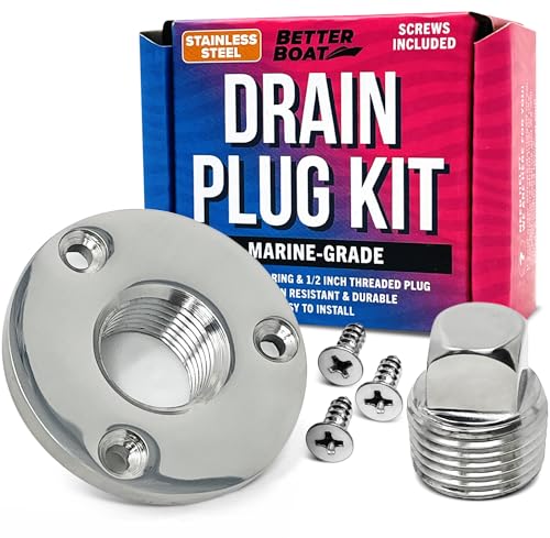 Stainless Steel Boat Drain Plug Kit 1/2 Threaded Transom Plug Marine-Grade Garboard Thru-Hull Drain Plug