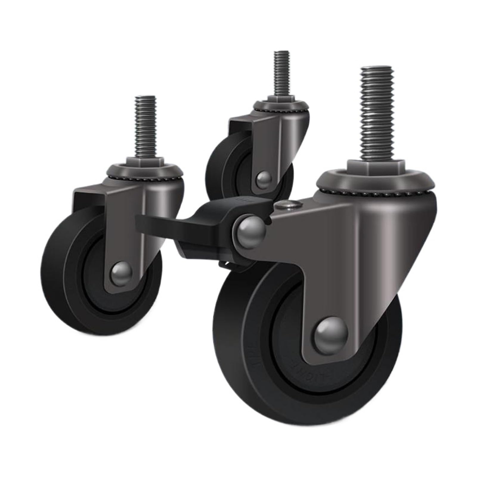 4PCS roulettes pivotantes avec frein, tige filetée 1.25inch M6/M8