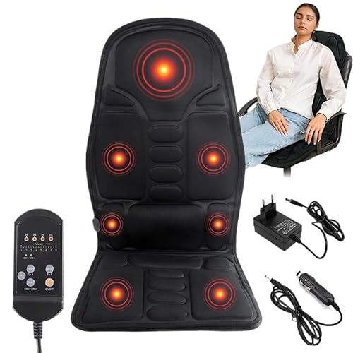 MUSM Electric Back Massager Chair Mat with Heating & Vibration - Full-Body Massage Cushion for Car, Home & Office(UK)