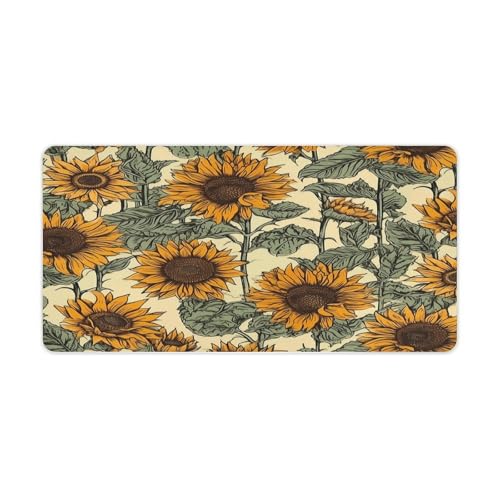 Sous-main de bureau et tapis de souris imprimé tournesols romantiques