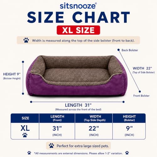 Image of SITSNOOZE Premium Orthopedic Dog Bed XL for Large Dogs 20 to 30 kg Washable Reversible Cushion Sofa for Boxer, Rottweiler and Doberman Breeds (Brown & Purple, XL)