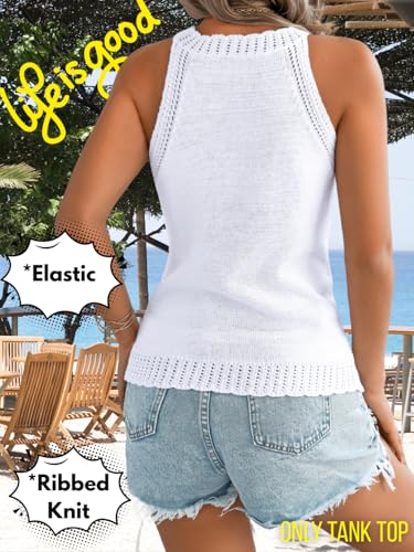 Image of ChiaoLezhee Women's Summer Knit Tank Tops, Racerback High Neck Lightweight Sweater Vest, Dressy Casual Outfits