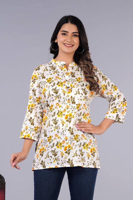 Image of Jikonet Women's Printed Rayon Straight Short Kurti