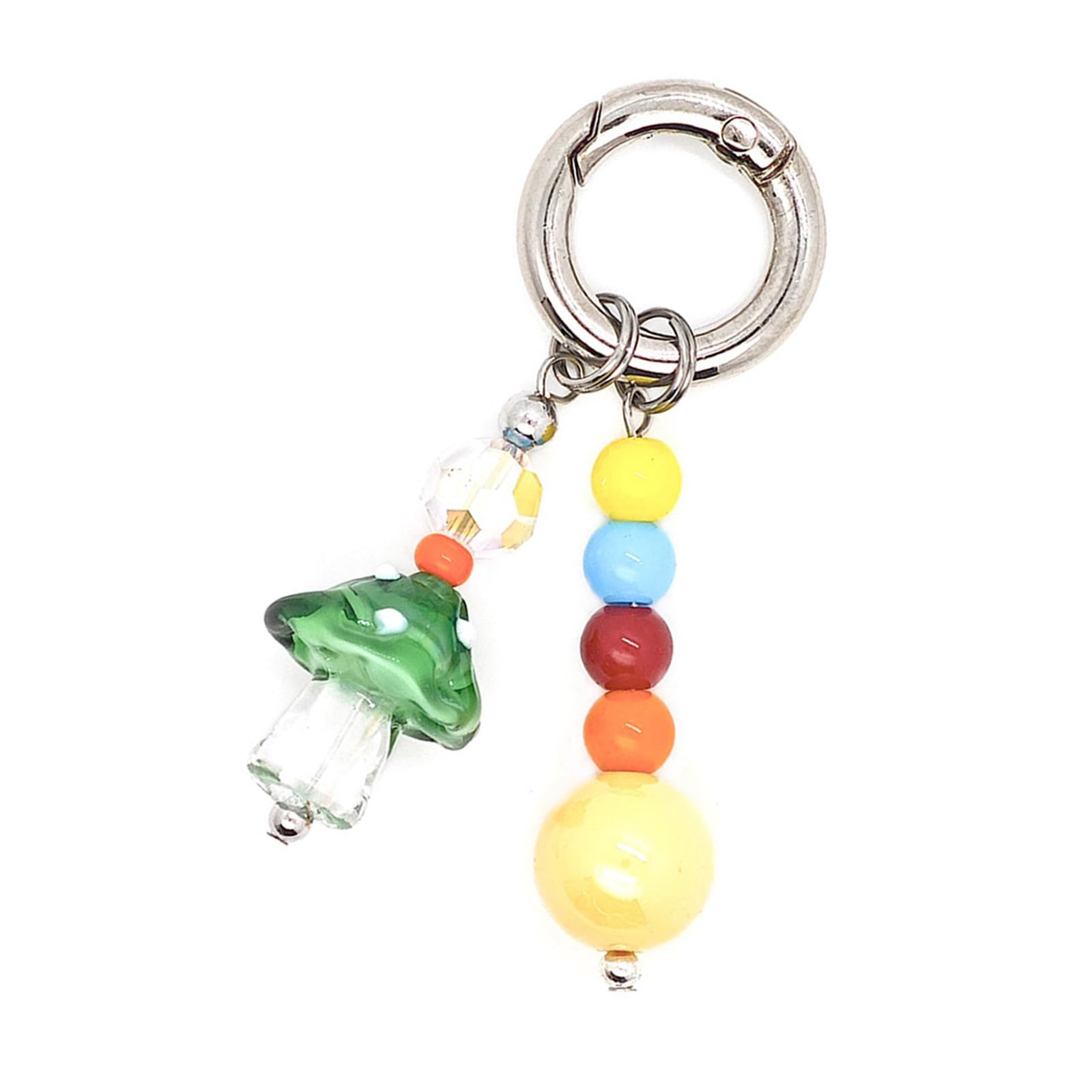 Baodss Handcraft Mushroom Beaded Keychain Dopamine Color Acrylic Beads Keyring for Bag Car Decoration