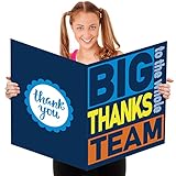 Big Thanks To The Whole Team Jumbo Greeting Card with Envelope Oversize Thank You Group Team Card Blue Gift Large 14 x 22 Inch