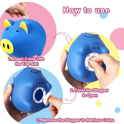 Image of Piggy Bank for Kids, Piggy Bank for Boys, Glow in the Dark | Glow in the Dark Plastic Piggy Bank, Coin Bank Suitable for Boys and Girls