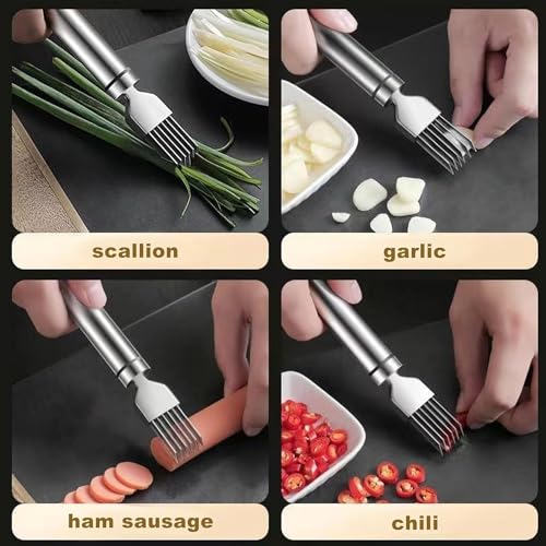 Image of Vegetable Grater Slicer Kitchen Stainless Steel 7 Sharp Blades - Green Onion Cutter, Garlic, Scallion Slicer, Fruit Vegetable Grater & Shredder, Multi-Purpose Kitchen Tool 1 pcs