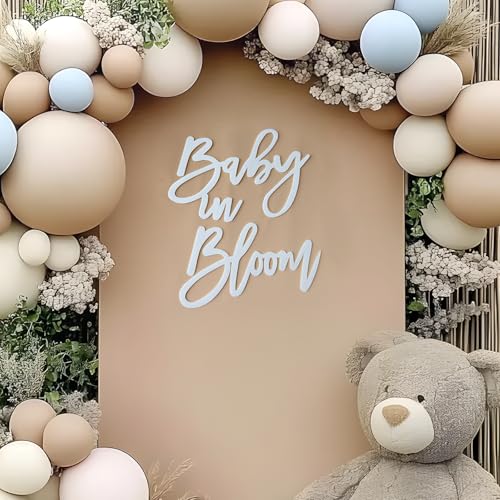 Image of White Baby in Bloom Sign for Baby Shower - Felt Letter Baby in Bloom Large Banner Sign Party Backdrop for He or She Baby Shower Gender Reveal 1st Birthday Event Wall Photo Props Decor