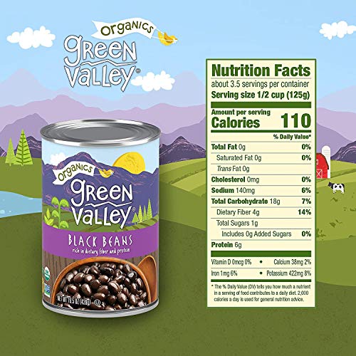 Green Valley Organics Black Beans | USDA Organic | Non-GMO | Delicious & Meaty | 15.5 Ounce can (Pack of 4)