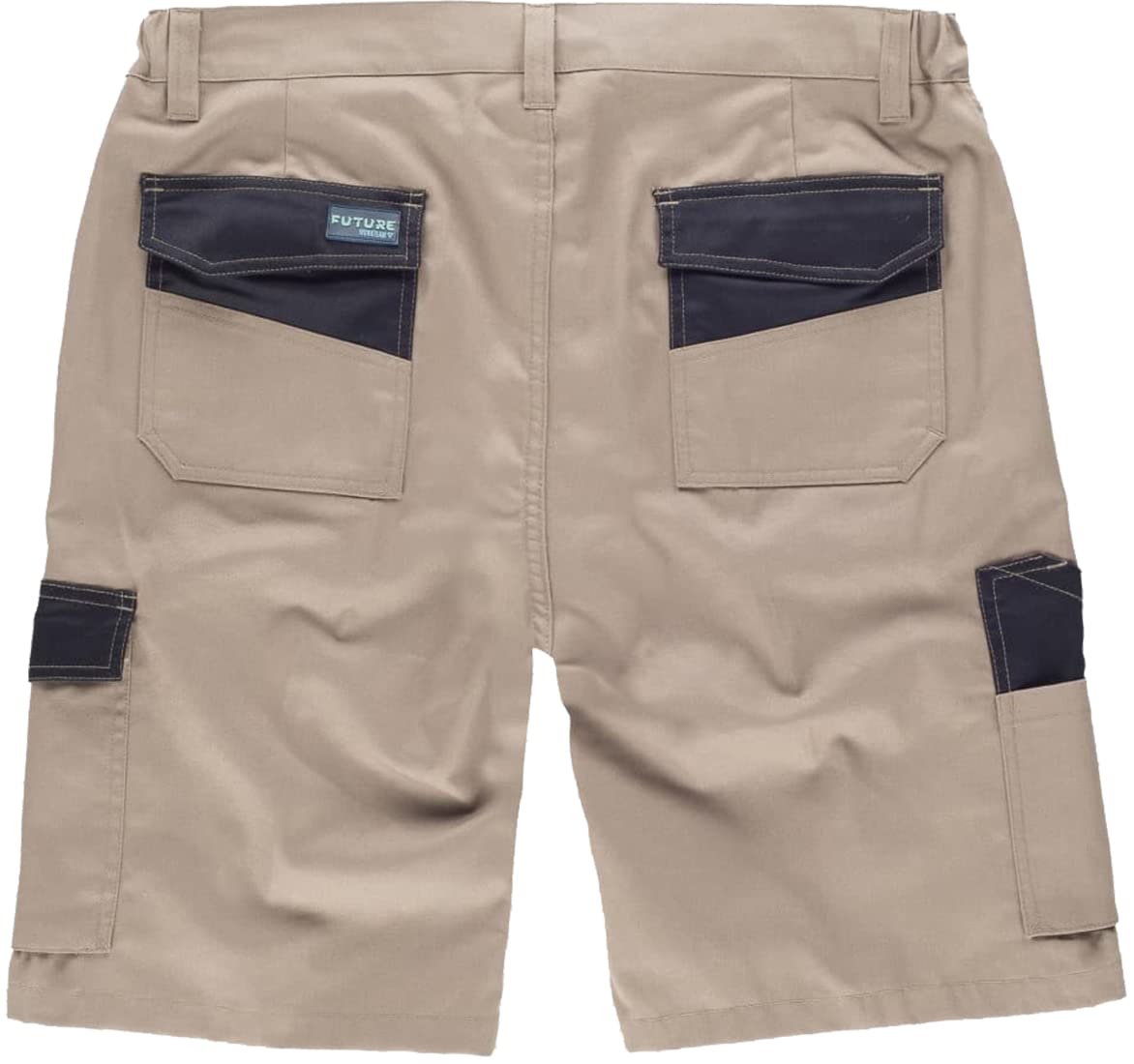 WORKTEAM Pantalón Corto de Trabajo, Tejido Elástico, Multibolsillos, Cintura Elástica Lateral y Cierre metálico, Bermuda. Unisex
