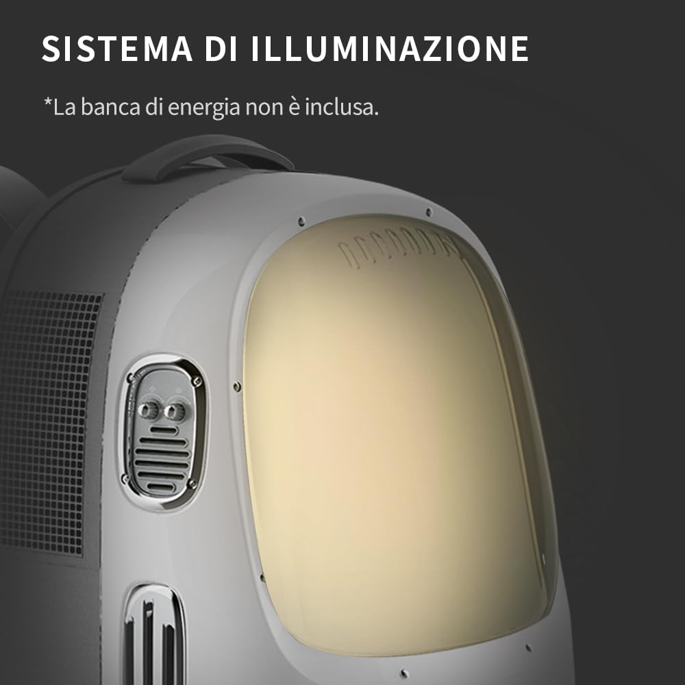 PETKIT Zaini da Viaggio per Gatti, Zaini da Trasporto, Ventole e luci Integrate, Zaini per Cuccioli ben Ventilati, Zaini da Esterno Comodi e Leggeri per Animali Domestici (Laiteux)