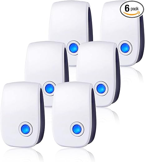 Upgraded Ultrasonic Pest Control Repeller Pest Control Electronic Pest Repellent Plug in Indoor for Rodents Mice Cockroach Bug Roach Mosquitoes Insects Spiders 6 Packs