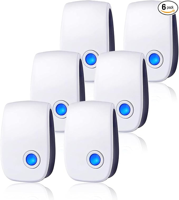 Upgraded Ultrasonic Pest Control Repeller Pest Control Electronic Pest Repellent Plug in Indoor for Rodents Mice Cockroach Bug Roach Mosquitoes Insects Spiders 6 Packs
