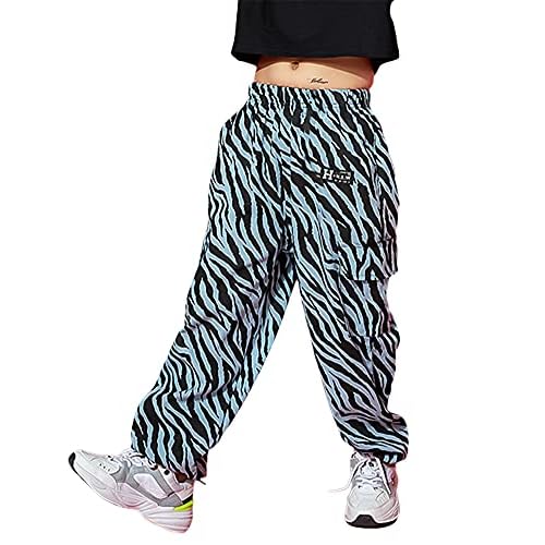 Rolanko Girls Cargo Pants for Kids Loose Streetwear Hip Hop Dance Cotton Cargo Jogger Pants for Kids 4-15 Years Army Green 7