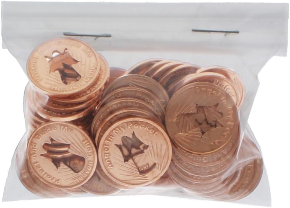 Sterling Gifts Angel Pennies Protect Guide Me, Cut-Out Angel, Copper - Pack 50 Penny Coins