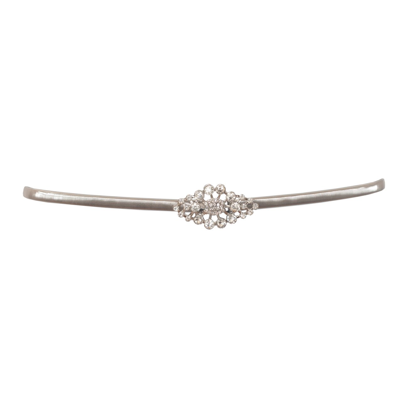 eVogues Plus size Rhinestone Metal Elastic Waist Belt