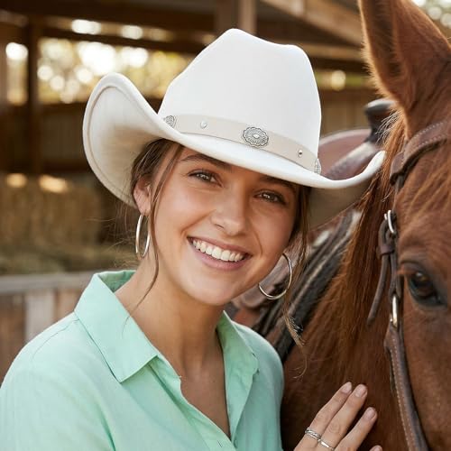 Image of Cowboy Hat for Men Women Suede Western Leather Cowgirl Hats Uniex Hat