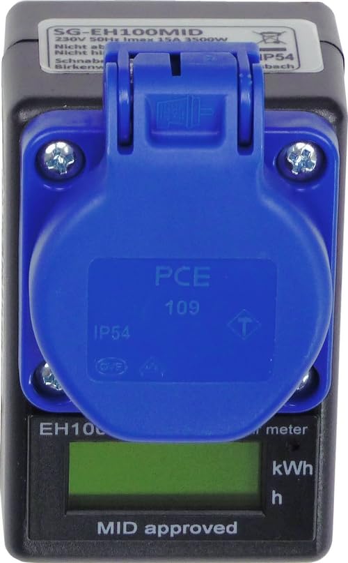 Contador de energía y horas en carcasa de enchufe SG-EH100MID (calibrado)