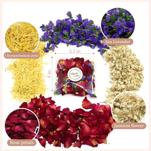 Image of Oning 52 Pack Mix Flower Confetti, Dried Flower Petals, Real Rose Petals | dried flower confetti for weddings, gifts, wedding confetti, wedding farewell decorations, and centerpieces