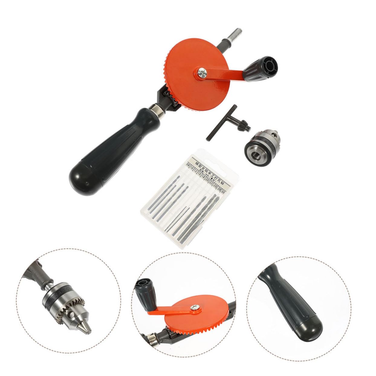 Trapano Manuale in Acciaio 3/8 Pollici, Controllo Manuale e Precisione per Fori nel Legno, per Studenti e Modellismo