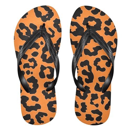 SPRIPORT Leopard Slim Flip Flops for Women Men Comfortable Casual Thong Cushion Sandals with Non-Slip Rubber Sole Outdoor Sandals for Walking Beach Summer