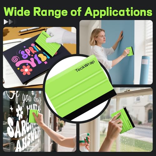Image of TECKWRAP 2 PCS Professional Felt Squeegee for Vinyl, No Scratch - Green