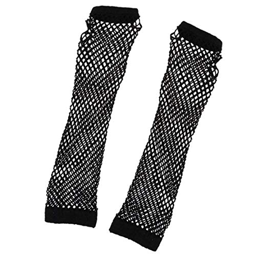 1 Paire de dames Hen Night Party Jeune mariée à être noire Fingerless main Résille manches Cover