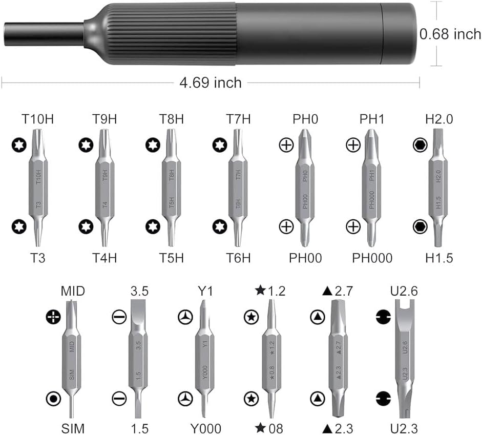 Kingwin 27-in-1 Precision Screwdriver Set Multi Bit Small Screwdriver Magnetic Mini Screwdriver Set Pen Style Manual Repair Tool Kit For Eyeglass, Watch, Computer, Jewelers, Laptop, Electronics, Phone