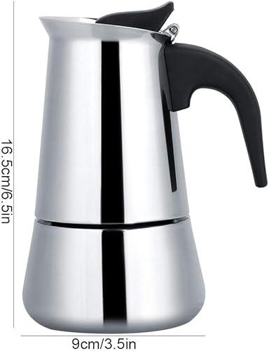 Miniatura 8 de Pilipane Cafetera de acero inoxidable, 6.8 fl oz, cafetera de campaña para uso en la oficina en casa, cafetera de estufa para inducción y estufa de