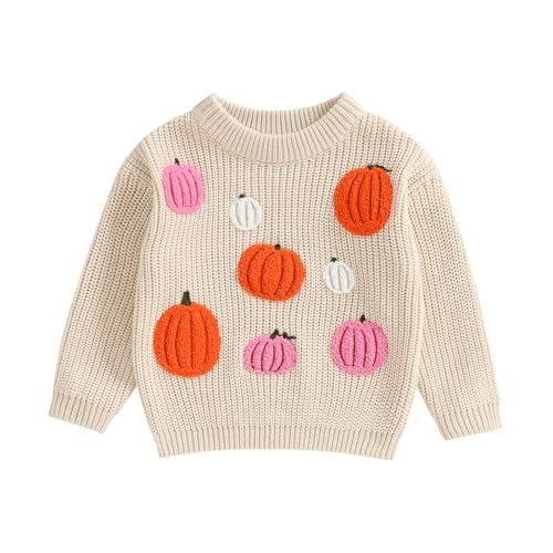 Toddler Baby Boy Girl Halloween Outfit Pumpkin Ghost Embroidery Knit Sweater Sweatshirt Infant Fall Winter Clothes