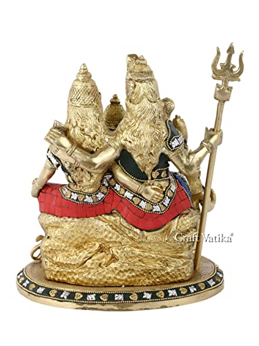 Image of CraftVatika Brass Shiva Family Murti Idol - Shiv Shankar, Ganesh, Parvati, Kartikey Statue, (9.7 Inches Height)