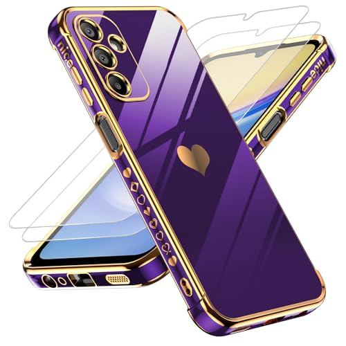 Coque Samsung Galaxy A15 5G LeYi violette avec 2 verres trempés et protection caméra