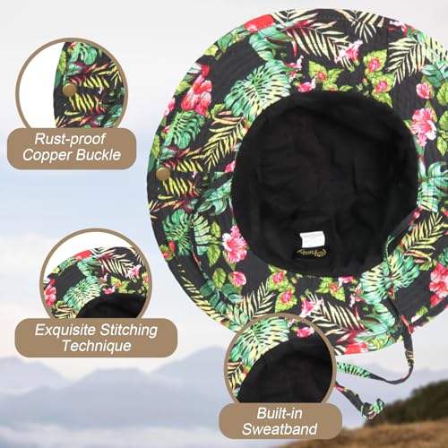Image of Bucket Hat Wide Brim UV Protection Sun Hat Boonie Hats Fishing Hiking Safari Outdoor Hats for Men and Women