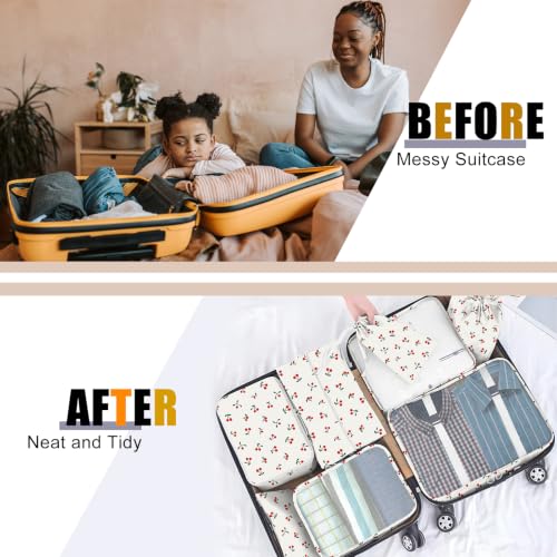Packing Cubes for Travel - 8 Set Luggage Organizer Bags for Family, Mesh Breathable Packing Cubes for Suitcases Durable Travel Essentials Bags Set (White Cherry) by YEEYAA - Used condition - Image 4