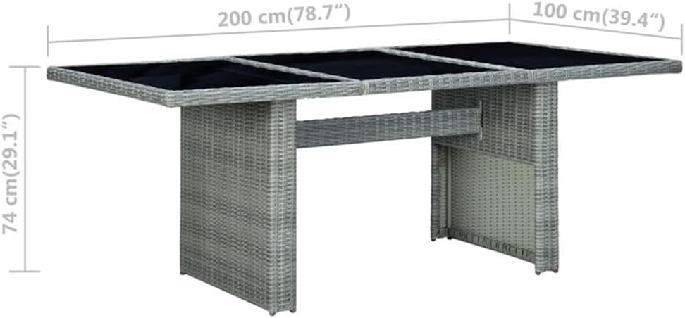 BOWERY HILL Powder-Coated Steel 9-Piece Outdoor Dining Set, Light Gray Poly Rattan Finish, UV-Resistant Cushions, Adjustable Reclining Chairs, Contemporary Patio or Garden Table Seating for 8
