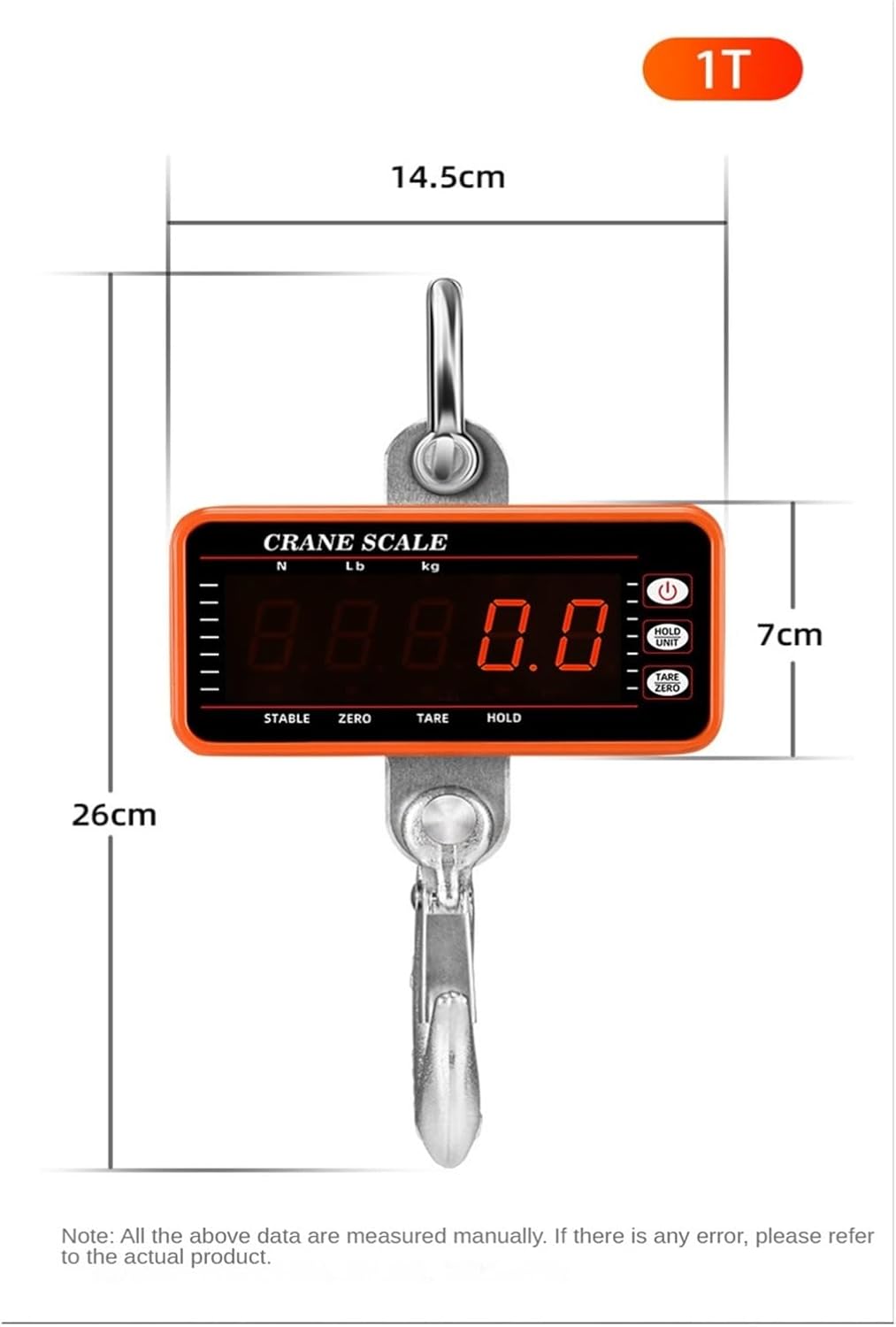 Portable Digital Crane Scale 1500kg/1000kg/500kg Digital Crane Scale with 65ft Remote Control Heavy Duty Hanging Scale LED Industrial Hook Weighing Scales (1000KG Blue 1)