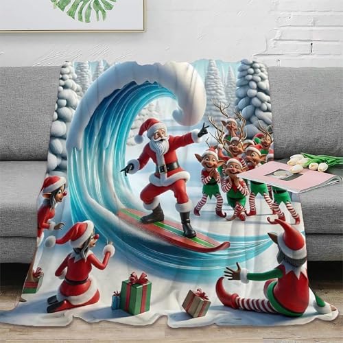 Couverture microfibre Père Noël 3D douce et chaude 180x200cm