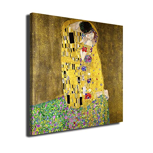 INGENIA HOME Cuadro lienzo canvas El Beso (Der Kuss) Gustav Klimt 1907-8 - Alta resolución – Varias medidas (50_x_50_cm)