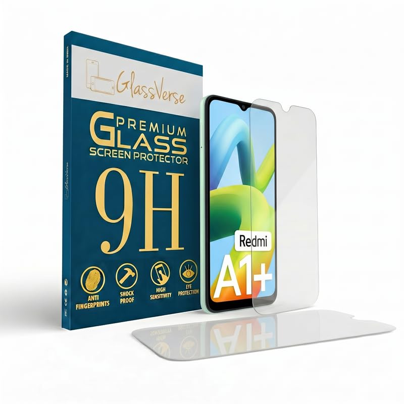 Image of GlassVerse PureView Tempered Glass for Redmi A1 Plus | Crystal Clear, 9H Hardness Screen Protector, Edge to Edge, Case Friendly, Hassle-less Installation Kit Included. (Pack of 2)