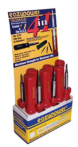 Image of Eazypower 87359 12-Pack Half Black, Red 1 /4-Inch.Hex Stubby Handle Screwdriver 4-In-1