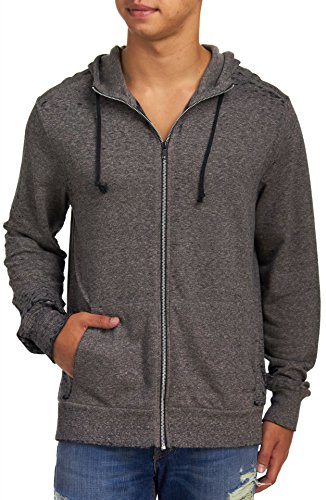 Alternative Men's Rocky Eco-Mock Twist Mock Neck Burnout Zip Hoodie, Black, Small