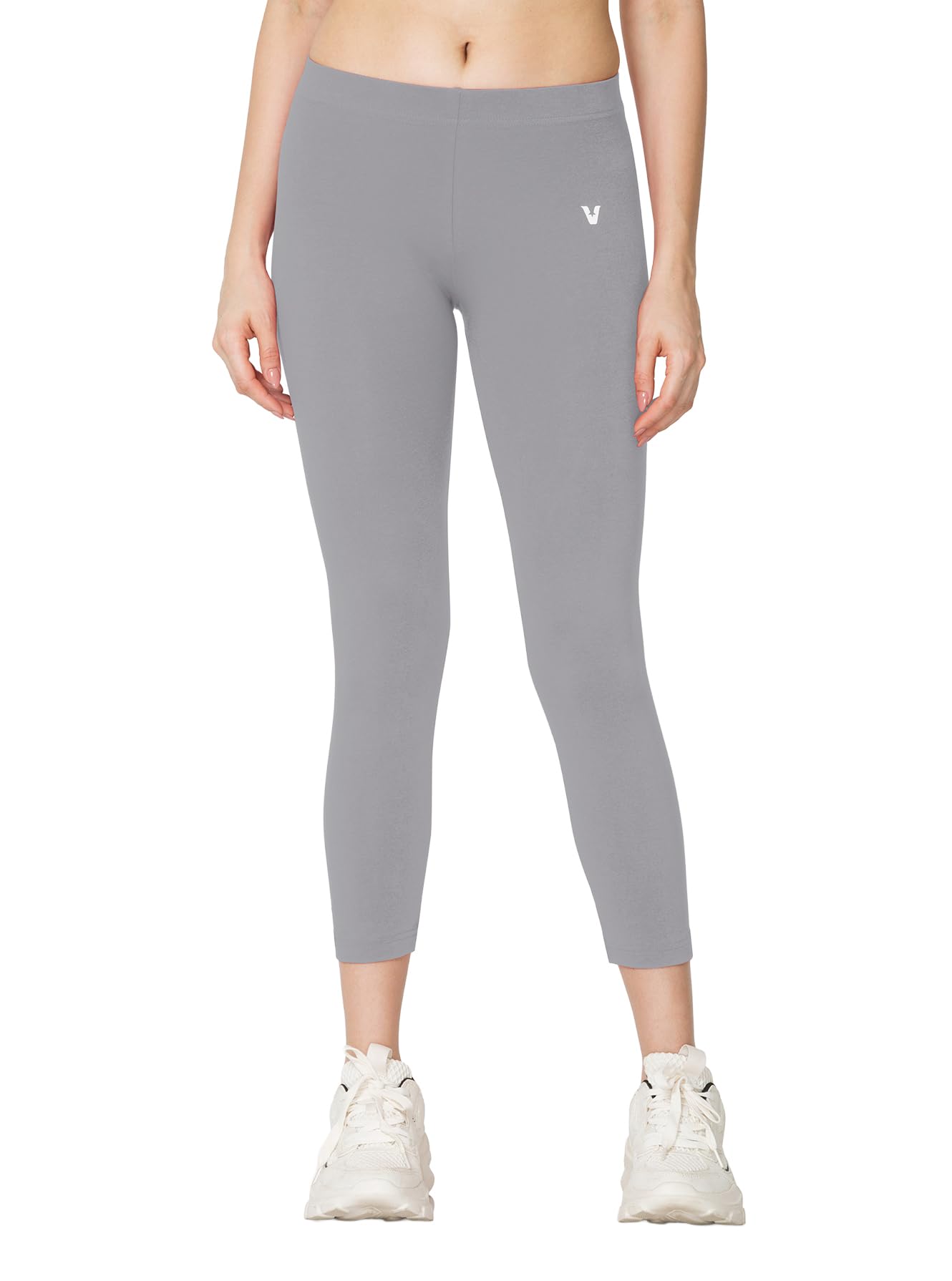 FL03 Women Ankle Length Stretchable Slim Fit Leggings with Secured Side Pocket | Moisture-Wicking | Soft Waistband & Cotton-Elastane Fabric | XL | Polar Smoke-image-21