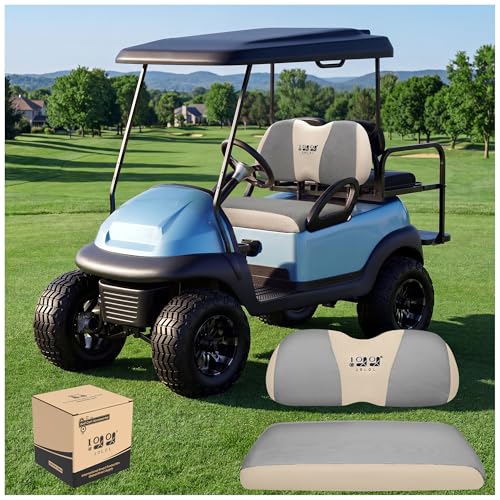 Image of 10L0L Golf Cart Seat Cover Set Fit for Club Car DS Precedent & Yamaha, Warm Bench Seat Covers for Cold Winter Weather, Breathable Washable Polyester Mesh Cloth Gray Black Beige Red Blue