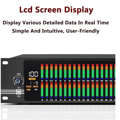 Ecualizador digital gráfico estéreo de 31 bandas, con pantalla LED, 10 efectos preestablecidos, depuración por PC, reducción automática de ruido, ajuste de graves, medios y agudos, para estudio de grabación miniatura 4