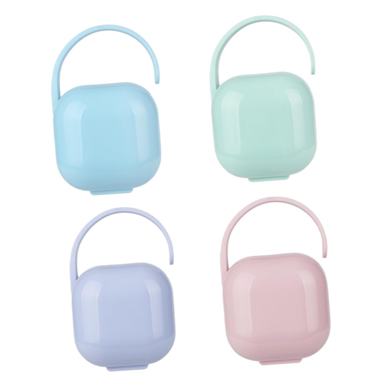 GARVALON Pacifier Container Lidded Box 4pcs Holder Baby Pacifier Storage Case Portable Soother Organizer