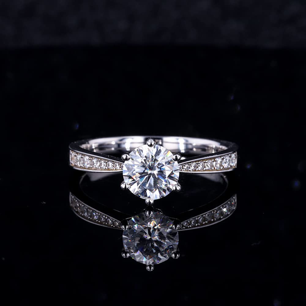 925 Sterling Silber 1CT Exquisite Funkelnde Moissanite Ring, Klassische Einfache Edelstein Ring Für Liebhaber, Freundin, Verlobte, Frau