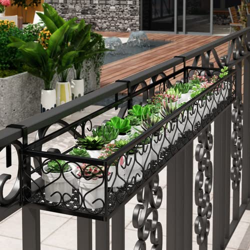 Railing pot de fleurs support suspendu noir pour gagner de la place