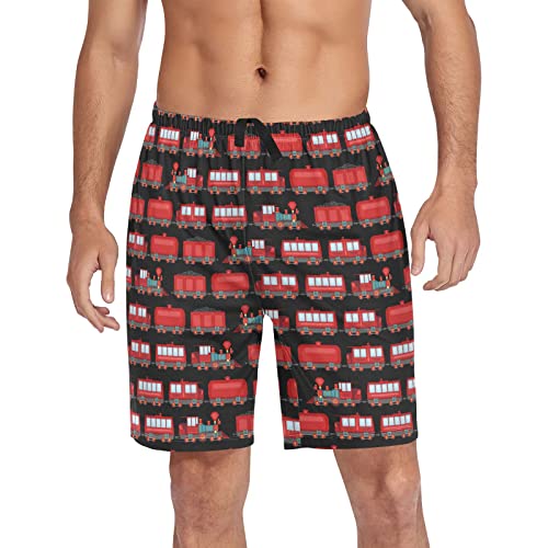 Ollabaky Men's Pajama Shorts Dogs Cartoon Pjs Bottoms Sleep Shorts Lounge Wear Pajama Pants with Pocket